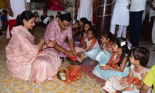 श्री बाबाधाम पर पूर्णाहुति, कन्या पूजन, महाआरती