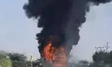 जैसलमेर से जोधपुर जा रही बस में भीषण आग, 12 लोगझुलसे — 57  यात्री  थे सवार