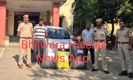 स्विफ्ट कार से 46 किलो डोडा चूरा बरामद, तस्कर फरार