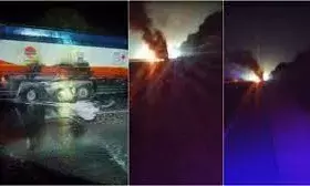 जयपुर-अजमेर हाईवे पर बेंजीन टैंकर में लगी आग, बाल-बाल बचे लोग