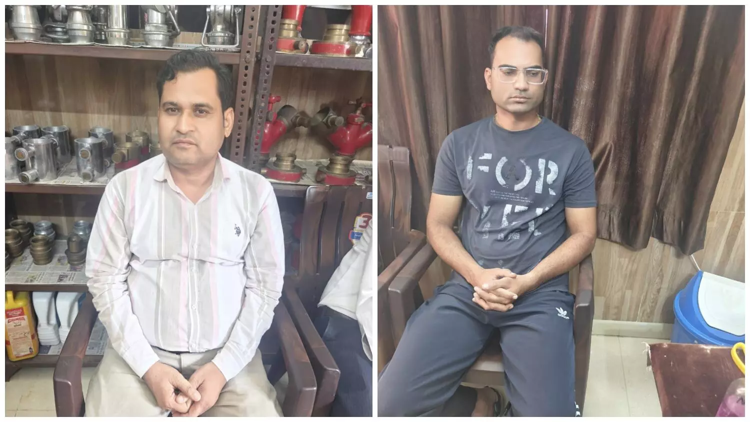 नगर परिषद आयुक्त व सहायक अग्निशमन अधिकारी दो लाख पचास हजार रूपये की रिश्वत लेते हुए रंगे हाथों किया गिरफ्तार नगर परिषद आयुक्त व सहायक अग्निशमन अधिकारी दो लाख पचास हजार रूपये की रिश्वत लेते हुए रंगे हाथों किया गिरफ्तार