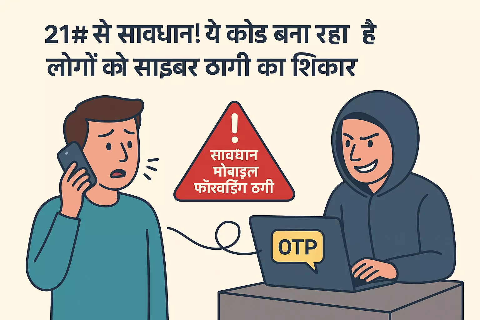 कॉल और मैसेज सीधे ठग के पास  बचे *21 के उपयोग से,आये झांसे में तो खाता खाली