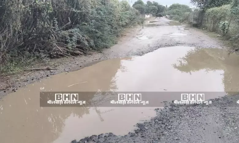 आसींद-शंभूगढ़ मार्ग की सड़क हुई जर्जर, ग्रामीणों को हो रही भारी परेशानी