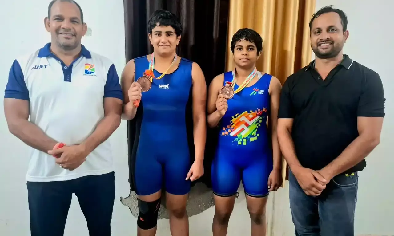 राष्ट्रीय विद्यालय कुश्ती प्रतियोगिता में भीलवाड़ा की दो पहलवानों ने जीते कांस्य पदक