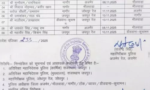 बडलियास थाना प्रभारी सहित अन्य पुलिस निरीक्षकों के तबादले