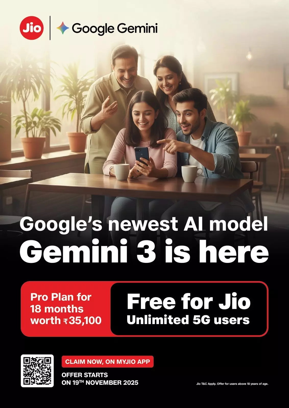 जियो ने अपग्रेड किया AI ऑफर, अब सभी अनलिमिटेड 5G यूज़र्स को मिलेगा फ्री Gemini 3 एक्सेस