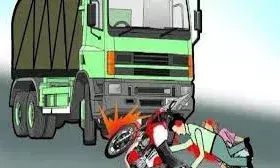 ट्रेलर-बाइक में टक्कर, एक युवक की मौत, दूसरा घायल