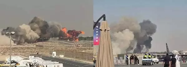 दुबई एयर शो में तेजस फाइटर जेट क्रैश, डेमो फ्लाइट के दौरान हुआ हादसा, पायलट की स्थिति स्पष्ट नहीं