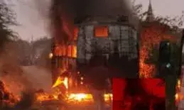 समोना गांव में भीषण हादसा, बस जलकर राख, महिला चरवाहा गंभीर रूप से झुलसी