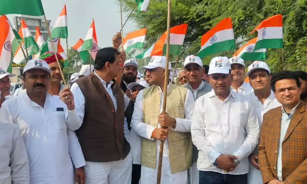 गंगा प्रवाह यूनिटी मार्च यात्रा का सांवलिया जी में  स्वागत