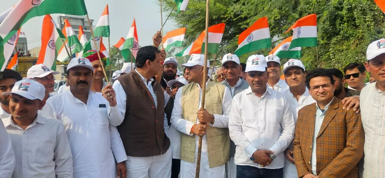 गंगा प्रवाह यूनिटी मार्च यात्रा का सांवलिया जी में  स्वागत