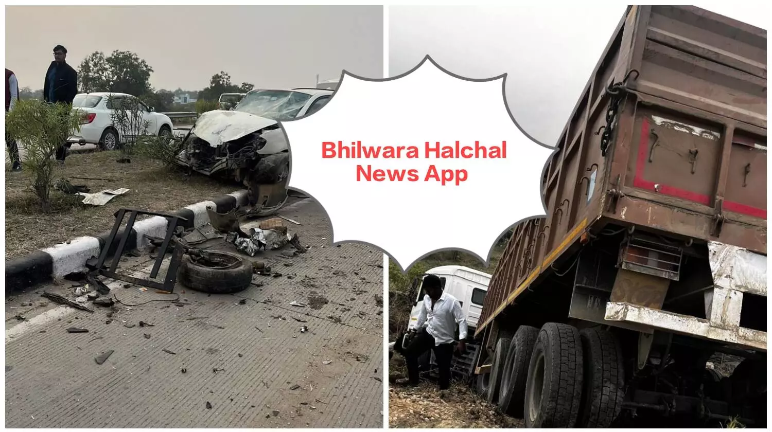 बेकाबू कार डिवाइडर कूदी, बचाने के प्रयास में ट्रेलर सड़क से उतरा, छह घायल, जोगणियां माता जा रही थी कार