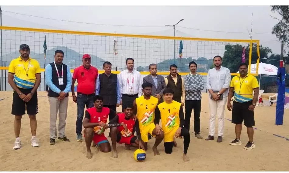 खेलो इंडिया यूनिवर्सिटी गेम्स में दूसरे दिन बीच वालीबॉल आयोजित
