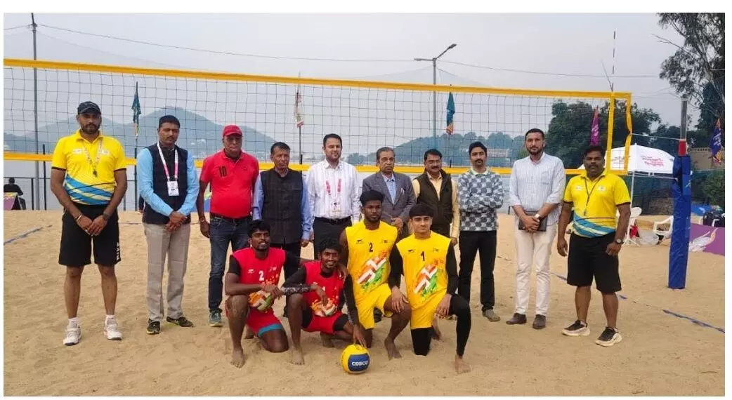 खेलो इंडिया यूनिवर्सिटी गेम्स में दूसरे दिन बीच वालीबॉल आयोजित
