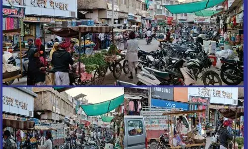आसींद कस्बे के गांधी चौक में हाथ ठेलों की भरमार, आमजन का निकल पाना हो रहा है दुश्वार