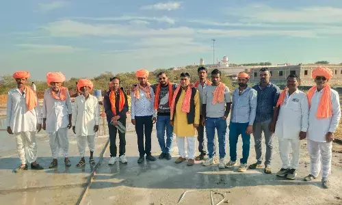 ​धनोप माता मंदिर परिसर में गोस्वामी समाज की धर्मशाला का निर्माण जोरों पर, कार्यकारिणी ने किया निरीक्षण