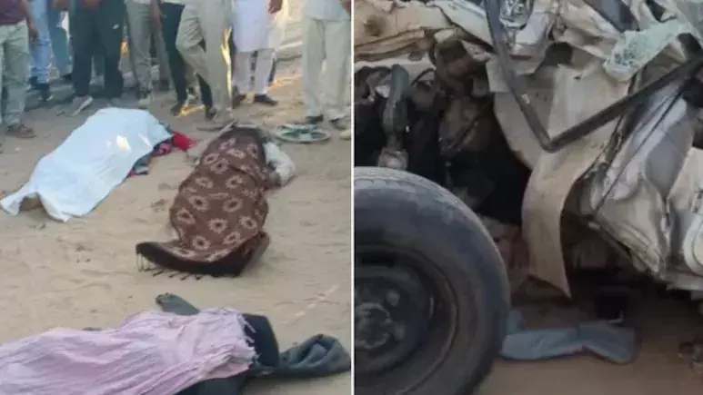 चूरू में भीषण सड़क हादसा, महिला सहित चार की मौत, एक ही परिवार के आठ लोग थे सवार चूरू में भीषण सड़क हादसा, महिला सहित चार की मौत, एक ही परिवार के आठ लोग थे सवार