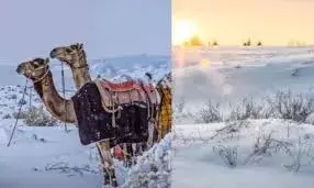 रेगिस्तान में जमी बर्फ, कई जिलों में तापमान शून्य से नीचे, स्कूलों की छुट्टियां बढ़ीं