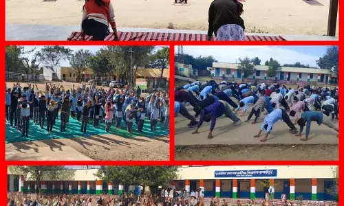 विद्यालयों में विद्यार्थियों ने किया सूर्य नमस्कार विद्यालयों में विद्यार्थियों ने किया सूर्य नमस्कार