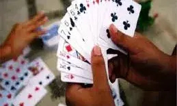 स्कूल दीवार की ओट में ताश के पत्तों पर चल रहा था जुआ, छह आरोपी दबोचे,13830 रुपये जब्त