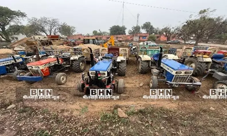 भीलवाड़ा पुलिस की बड़ी कार्रवाई, अवैध खनन में प्रयुक्त जेसीबी, ट्रैक्टर और डंपर जब्त