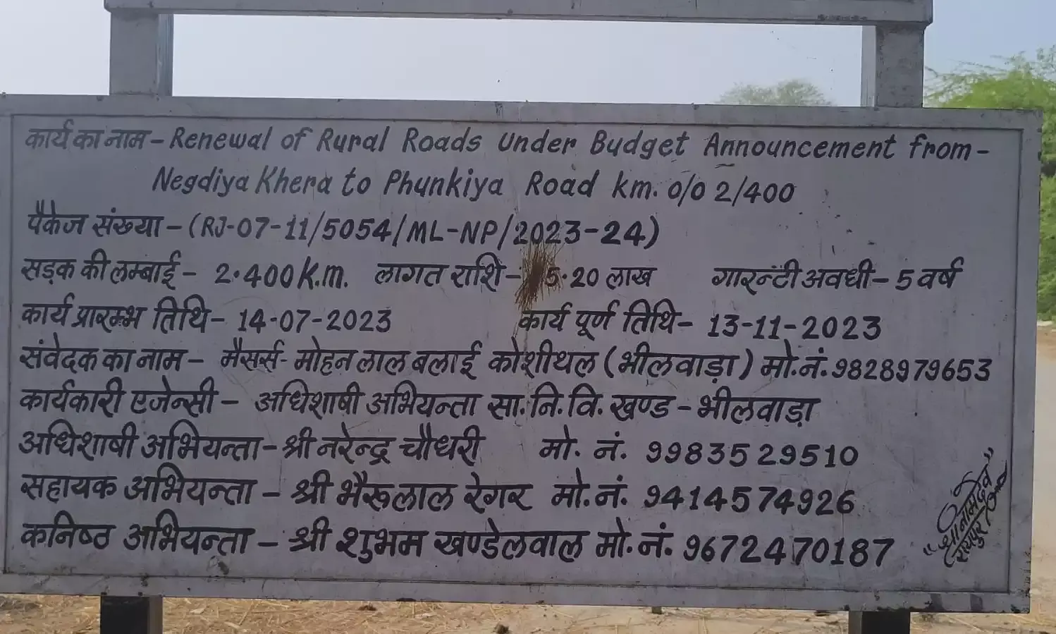 घटिया निर्माण की भेंट चढ़ी नेगड़िया खेड़ा-फुकिया सड़क, 5 साल की गारंटी 2 साल में ही फेल