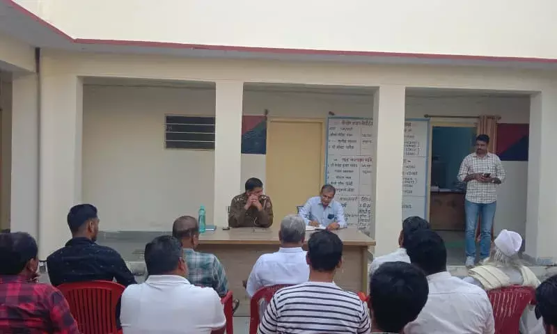 मांडलगढ़ थाने परिसर में आगामी त्योंहारों को लेकर बैठक आयोजित