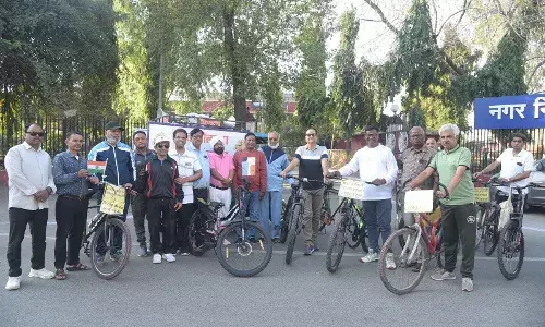 स्वच्छ एवं सुंदर भीलवाड़ा – अतिक्रमण मुक्त बने भीलवाड़ा” थीम पर निकाली साइकिल रैली