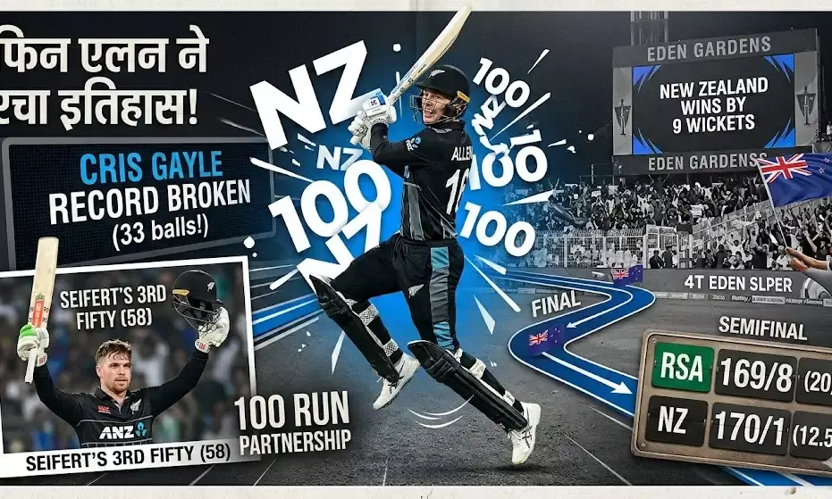 टी-20 वर्ल्ड कप: साउथ अफ्रीका को रौंदकर न्यूजीलैंड फाइनल में, फिन एलन ने रचा इतिहास