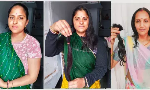 अंतरराष्ट्रीय महिला दिवस पर मानवता की अनूठी मिसाल: शाहपुरा की तीन महिलाओं ने कैंसर पीड़ितों के लिए किया केशदान अंतरराष्ट्रीय महिला दिवस पर मानवता की अनूठी मिसाल: शाहपुरा की तीन महिलाओं ने कैंसर पीड़ितों के लिए किया केशदान