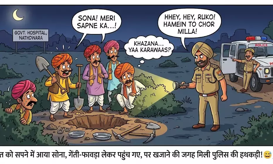 अजब-गजब: सपने में दिखा सोना तो आधी रात को खेत खोदने पहुंचे 6 लोग, पुलिस ने खजाने की जगह थमाई हथकड़ी