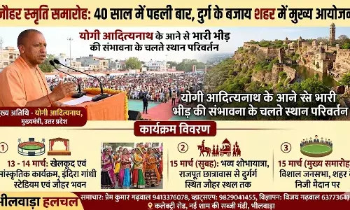 जौहर स्मृति समारोह: 40 साल में पहली बार दुर्ग के बजाय शहर में होगा मुख्य आयोजन, CM योगी आदित्यनाथ होंगे मुख्य अतिथि जौहर स्मृति समारोह: 40 साल में पहली बार दुर्ग के बजाय शहर में होगा मुख्य आयोजन, CM योगी आदित्यनाथ होंगे मुख्य अतिथि