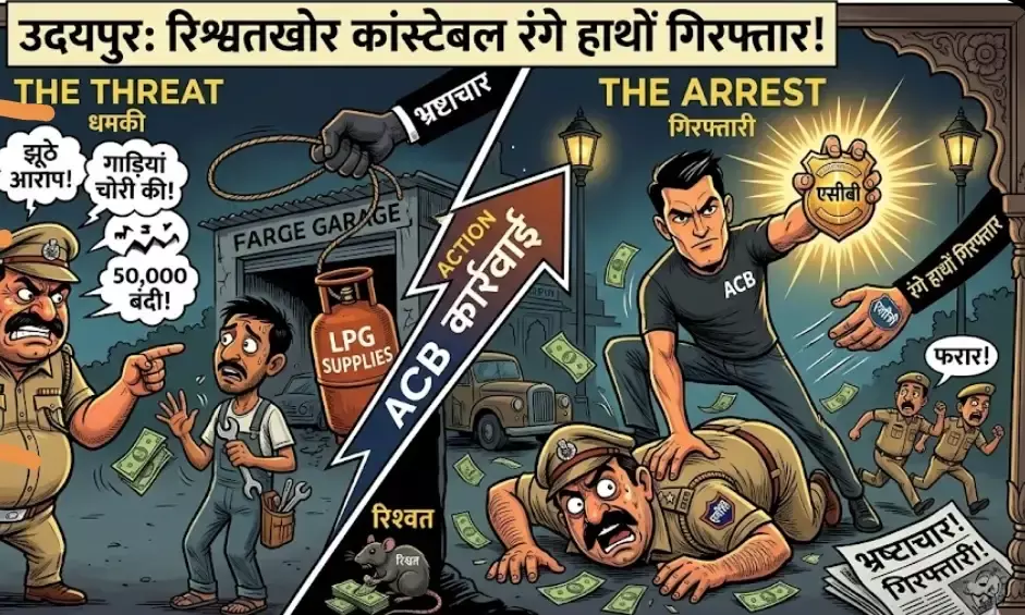 रिश्वतखोर कांस्टेबल रंगे हाथों गिरफ्तार: गैराज सीज करने की धमकी देकर मांगी थी मंथली