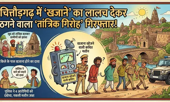 चित्तौड़गढ़: राजा-महाराजाओं के खजाने का लालच देकर ठगी करने वाला तांत्रिक गिरोह दबोचा