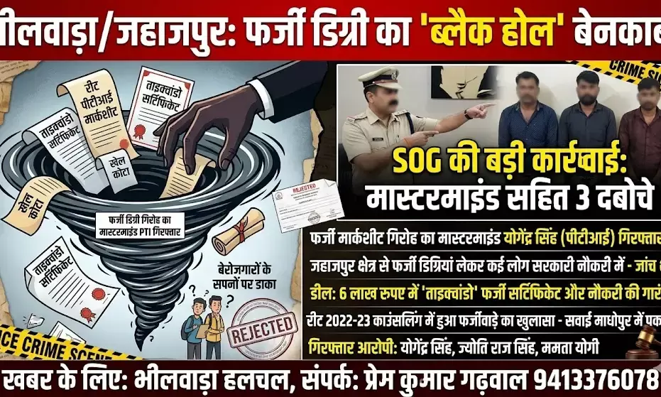 रीट भर्ती में फर्जीवाड़े की फैक्ट्री का भंडाफोड़: SOG का बड़ा प्रहार,  मास्टरमाइंड PTI सहित 3 को दबोचा