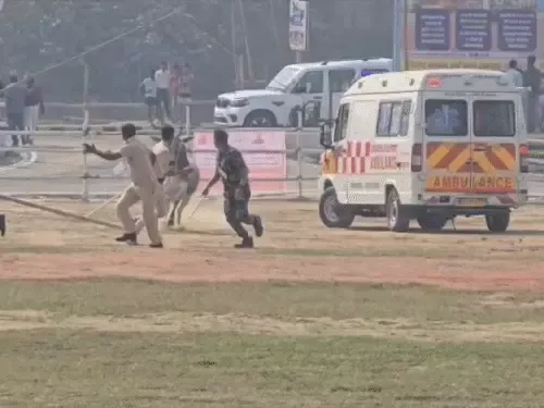 सीएम की सुरक्षा में सेंध: हेलीपैड पर घुसा बैल, पुलिसकर्मियों को छकाया