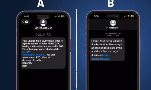 फर्जी ‘Pending Challan’ मैसेज से सावधान, साइबर ठगों का नया जाल; राजस्थान पुलिस ने जारी किया अलर्ट फर्जी ‘Pending Challan’ मैसेज से सावधान, साइबर ठगों का नया जाल; राजस्थान पुलिस ने जारी किया अलर्ट