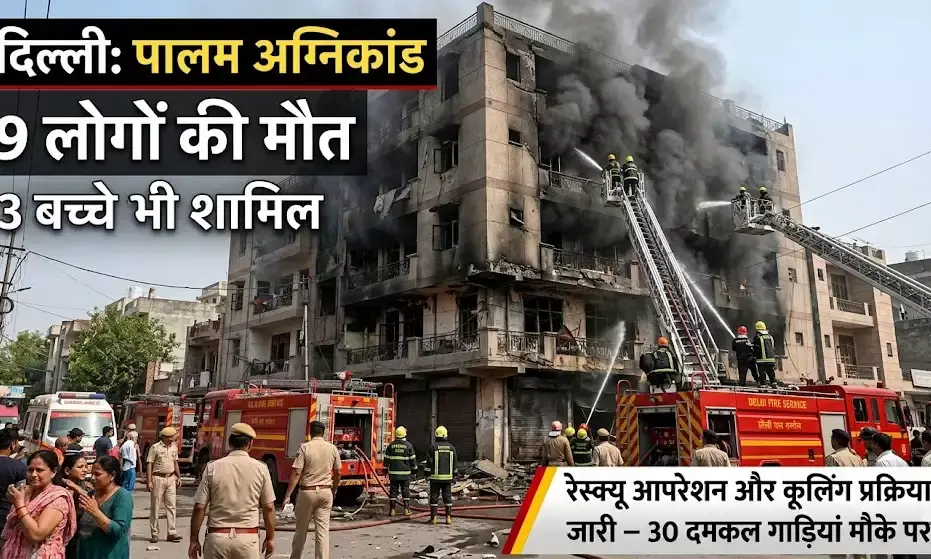 दिल्ली के पालम में भीषण अग्निकांड: पांच मंजिला इमारत में लगी आग, 3 बच्चों सहित 9 की मौत