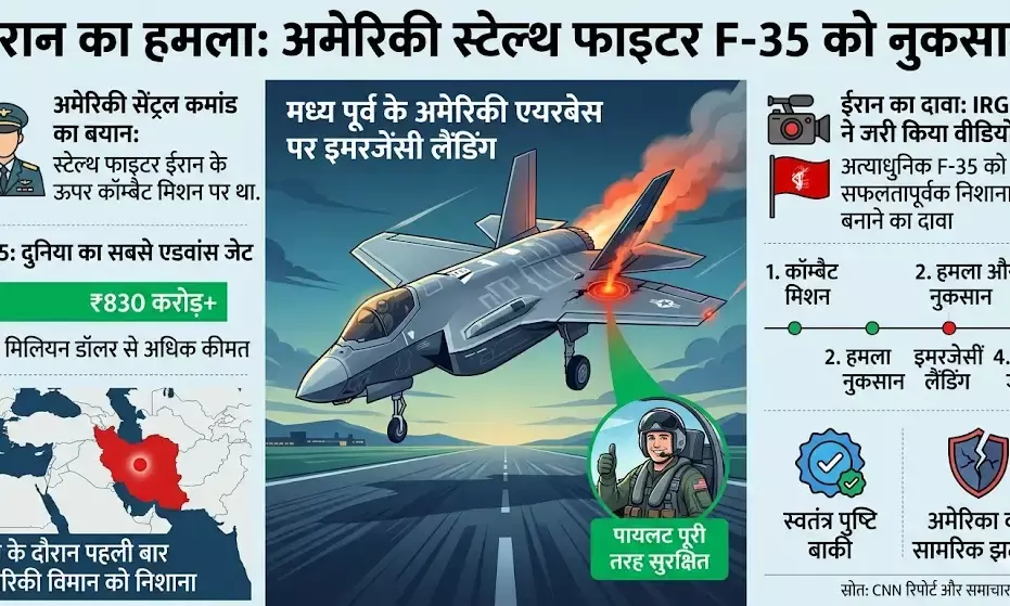 ईरान का बड़ा दावा: अमेरिकी स्टेल्थ फाइटर जेट F-35 को बनाया निशाना, एयरबेस पर हुई इमरजेंसी लैंडिंग