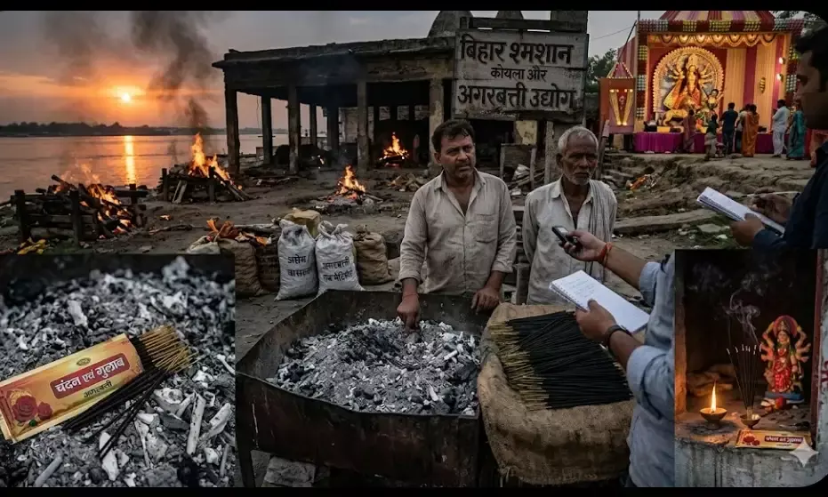 चैत्र नवरात्रि के पावन पर्व पर आस्था के साथ खिलवाड़: श्मशान की राख और हड्डियों से बनाई जा रही अगरबत्ती