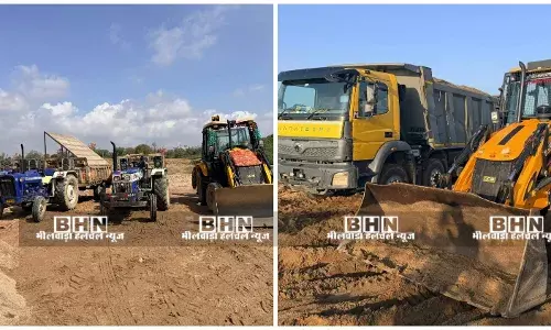 कोटड़ी और बीगोद में जेसीबी सहित डंपर व ट्रैक्टर जब्त