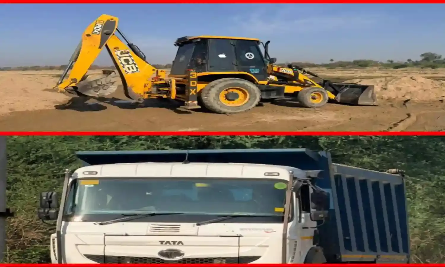 कंवलियास माफी कोठारी नदी में डीएसटी टीम ने फिर की कार्रवाई, डंपर व जेसीबी मशीन जप्त