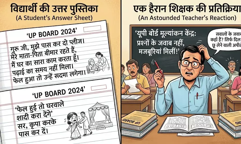 बोर्ड मूल्यांकन: कॉपियों में सवालों के जवाब की जगह भावुक अपीलें, कहीं शादी रुकवाने की गुहार तो कहीं बीमारी का हवाला