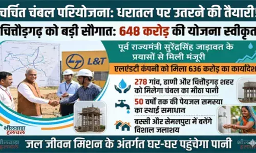 चित्तौड़गढ़ : 648 करोड़ की चंबल पेयजल परियोजना को मिली हरी झंडी, एलएंडटी को कार्यादेश जारी