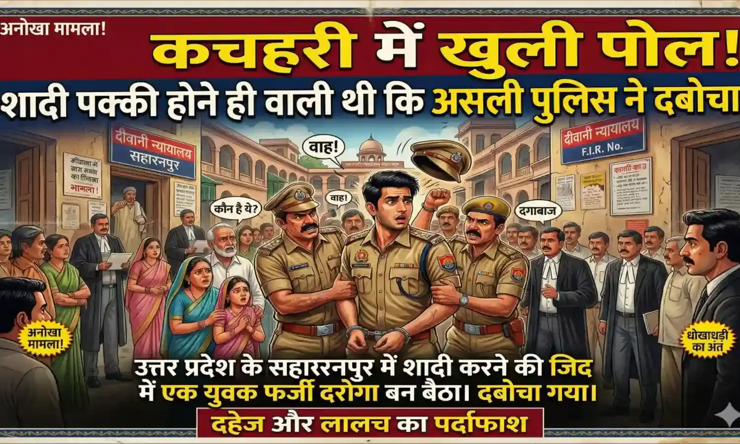 कचहरी में खुली पोल, शादी पक्की होने ही वाली थी कि असली पुलिस ने दबोचा कचहरी में खुली पोल, शादी पक्की होने ही वाली थी कि असली पुलिस ने दबोचा