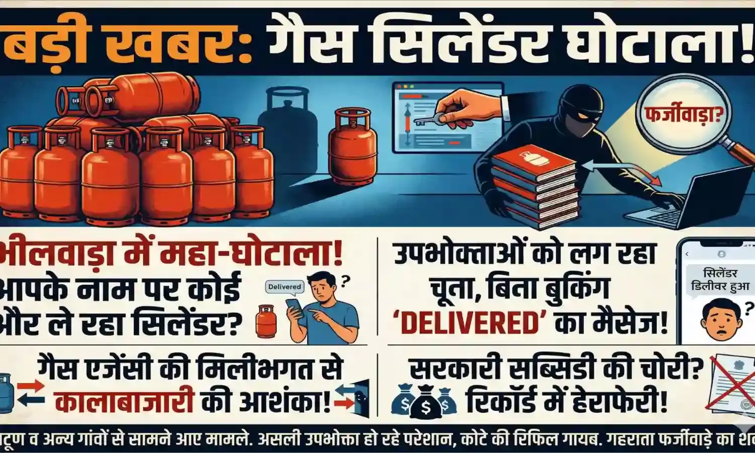 गैस सिलेंडरों में बड़ा खेल: बिना बुकिंग उपभोक्ताओं के नाम से उठ रही रिफिल, कालाबाजारी की आशंका