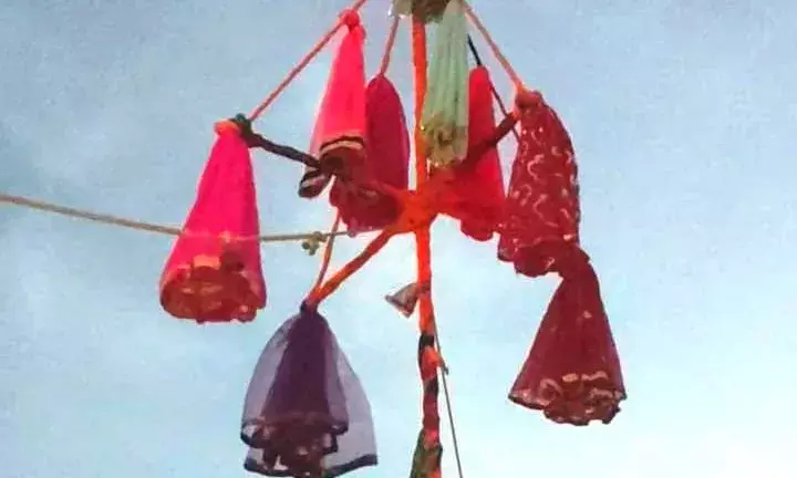 सारण का खेड़ा में गाजे-बाजे के साथ निकला मातारानी का नेजा