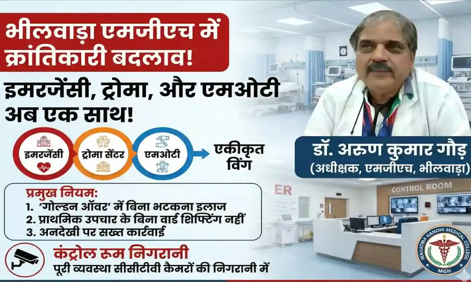भीलवाड़ा के एमजीएच में क्रांतिकारी बदलाव, अब एक ही छत के नीचे मिलेगी इमरजेंसी सेवाएं