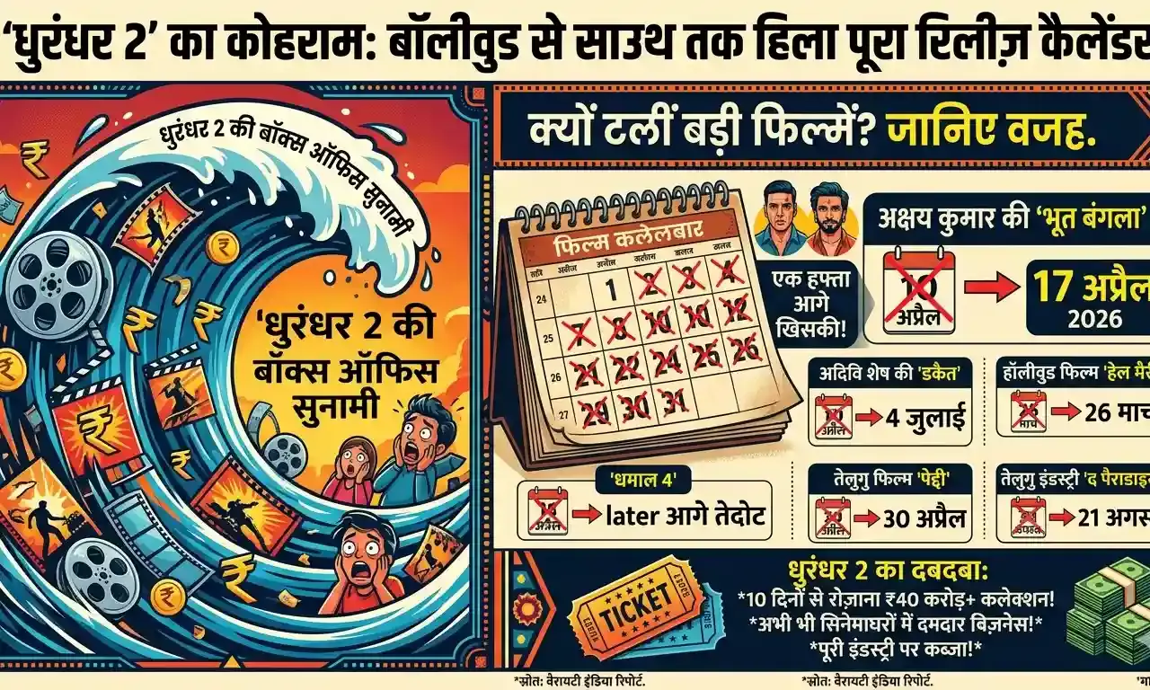 धुरंधर 2 की बॉक्स ऑफिस सुनामी: अक्षय कुमार की भूत बंगला भी पीछे हटी, हिल गया पूरा रिलीज कैलेंडर