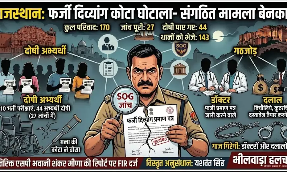 सरकारी नौकरियों में फर्जी दिव्यांग कोटा घोटाला, SOG की जांच में 44 अभ्यर्थी दोषी; अब डॉक्टरों और दलालों पर गिरेगी गाज सरकारी नौकरियों में फर्जी दिव्यांग कोटा घोटाला, SOG की जांच में 44 अभ्यर्थी दोषी; अब डॉक्टरों और दलालों पर गिरेगी गाज